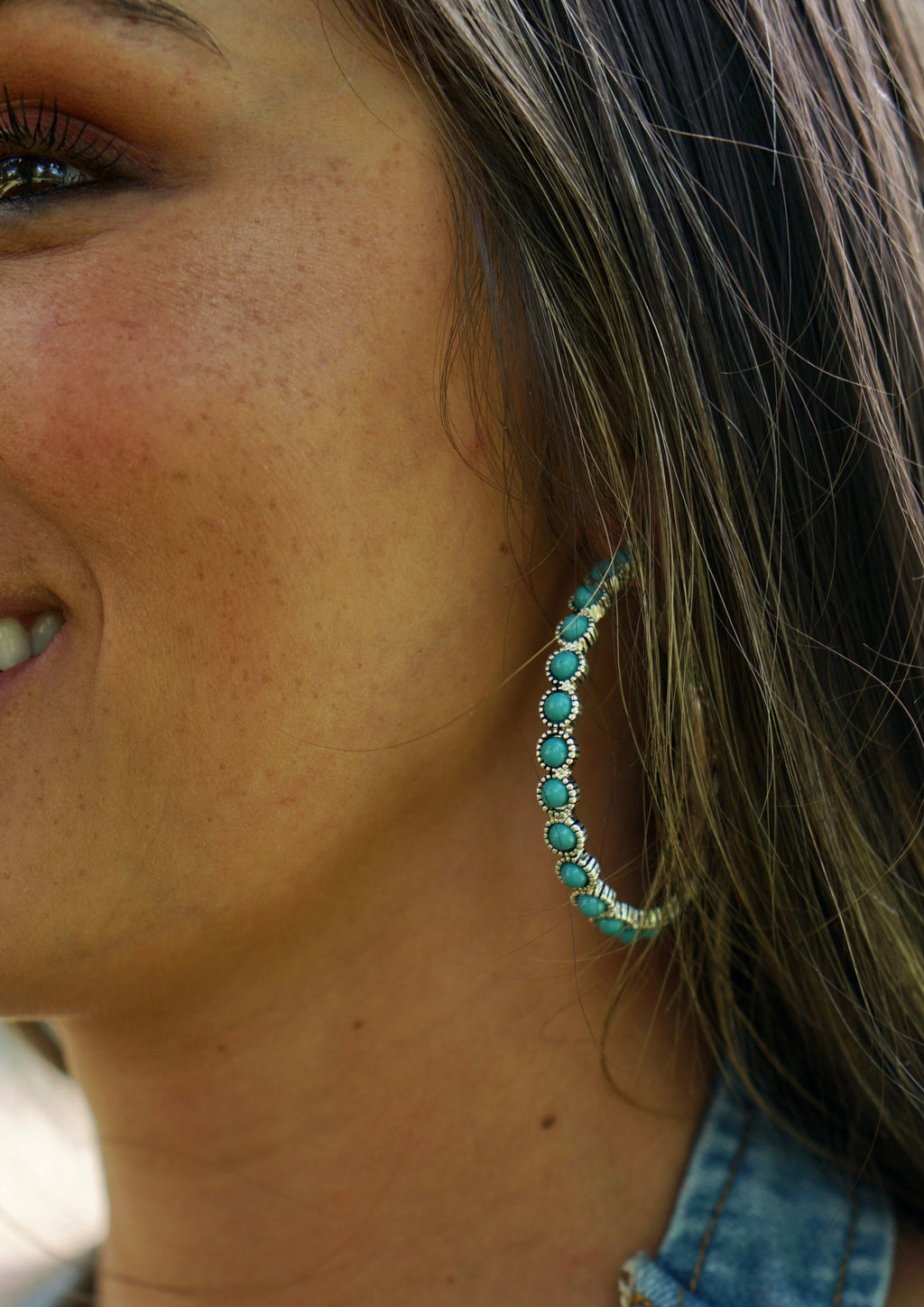 Turquoise Concho Hoops