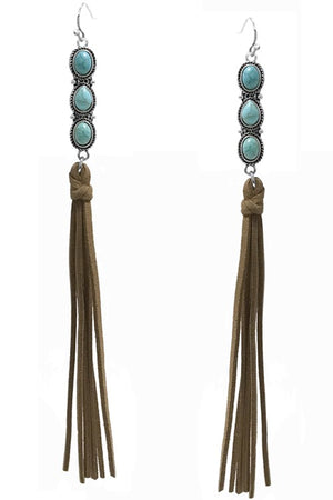 Turquoise Gemstone Tassel Earrings
