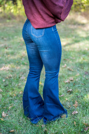 Blue High Rise Flare Jeans