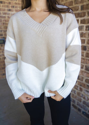 Khaki V Neck Sweater
